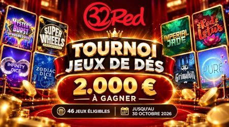 32Red : 2.000 &euro; &agrave; gagner dans un tournoi de jeux de d&eacute;s jusqu'au 29 octobre