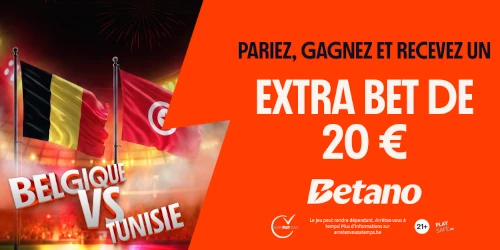 Betano mise sur les Diables Rouges : 20 &euro; d'Extra Bet offerts en cas de victoire face &agrave; la Tunisie