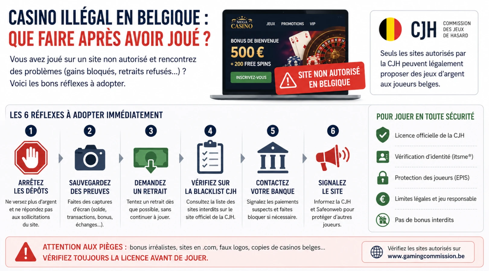 Vous pensez avoir joué sur un faux casino belge ? Voici les démarches à suivre