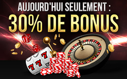 30 % de bonus offerts lors de votre prochain dépôt avec le code bonus-2015