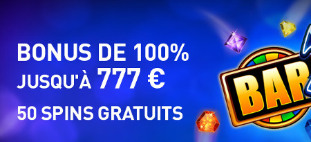 100 % de bonus et 50 parties gratuites à l'inscription sur le casino777