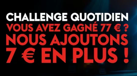 Casino777 d&eacute;taille son Challenge quotidien : 77 &euro; gagn&eacute;s, 7 &euro; ajout&eacute;s automatiquement