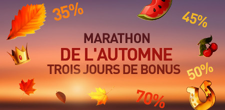 Marathon de l'automne : Trois bonus pendant trois jours sur le casino777