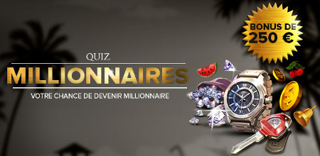 250 € de bonus ce week end avec le Quiz Millionnaires du casino777