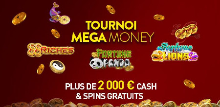 Tournoi Mega Money Fortune Panda, Fortune Lions et 88 Riches