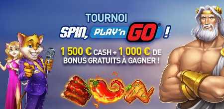1.500 € en cash + 1.000 € de bonus au tournoi Spin, Play N Go du Casino 777