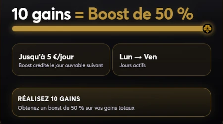 10 parties gagnantes&nbsp;? Recevez 50% en plus avec le casino Golden Palace