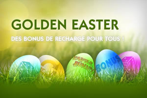 75 % de bonus spécial Pâques avec Easter Bonus de Golden Palace