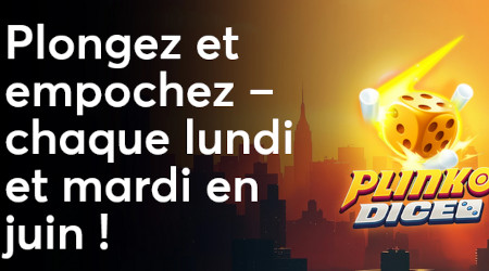 Plinko Dice - 500 euros par semaine en juin à se partager sur le casino  Golden Palace
