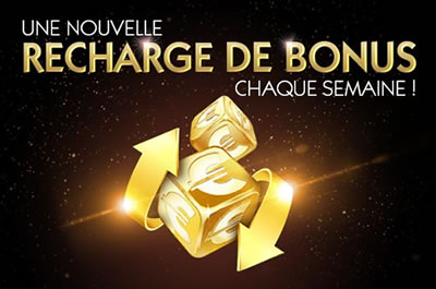 Une recharge de bonus-suprise par semaine sur Golden Palace