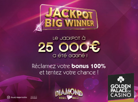 Un bonus de 100 % sur GoldenPalace.be avec le code JACKPOT2016