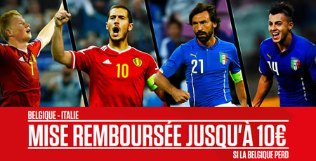 Belgique x Italie : Paris remboursés jusqu'à 10 € sur Ladbrokes