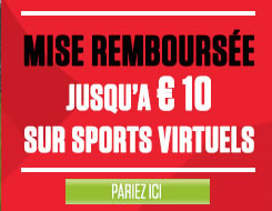 Ladbrokes vous rembourse votre premier pari virtuel perdant à hauteur de 10 €