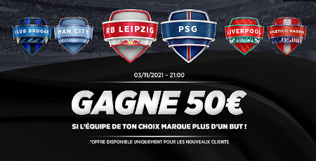 50 € à gagner si l'équipe de votre choix marque (Champions League)