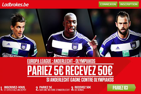 Anderlecht x Olympiakos : Gagnez 50 € de bonus