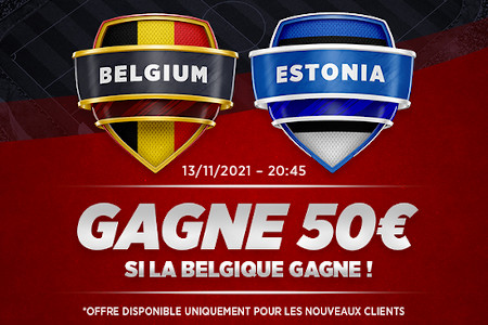 Belgique x Estonie : 50 euros si les Diables rouges gagnent avec Ladbrokes