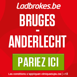 Pariez sur Bruges x Anderlecht pour gagner 100 € de bonus