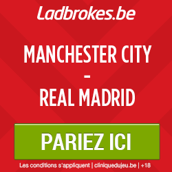Manchester City x Real : Gagnez 50 € de bonus sur Ladbrokes