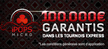100.000 € garantis lors des tournois iPops Micro sur Ladbrokes Poker