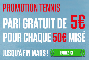 Pari gratuit de 5 € sur le tennis pour chaque 50 € misés
