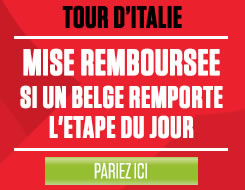 Tour d'Italie : Ladbrokes vous rembourse si un belge gagne l'étape du jour