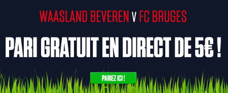 Waasland Beveren x FC Bruges : Recevez un pari gratuit de 5 €