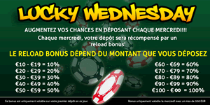 Lucky Wednesday, le bonus reload du mercredi offert par Lucky Games