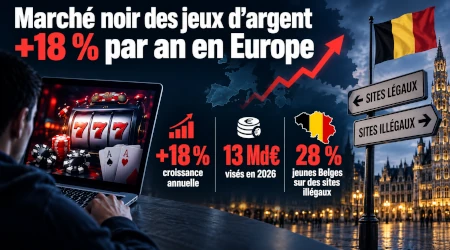 March&eacute; noir des jeux d'argent : jusqu'&agrave; 13 milliards d'euros en Europe en 2026, la Belgique point&eacute;e du doigt