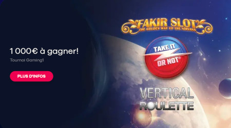 Tournoi Gaming1 sur le casino Oria.be, 1.000 euros à gagner