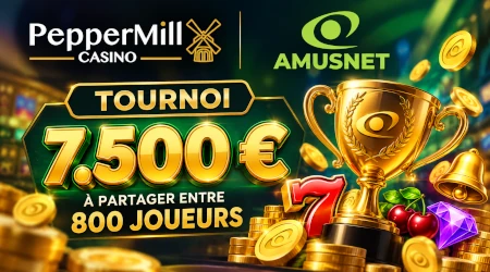 PepperMill Casino met Amusnet &agrave; l'honneur avec 7.500 &euro; &agrave; partager