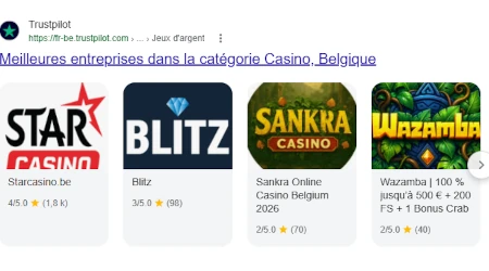 Google met en avant des casinos aux profils douteux via Trustpilot en Belgique