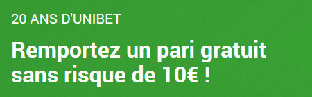 10 € de pari gratuit sans risque pour les 20 ans d'Unibet