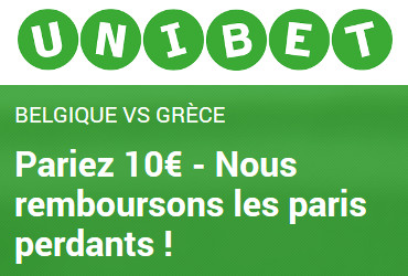 Unibet rembourse 10 € de paris perdants sur Belgique x Grèce