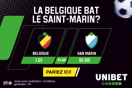 Gagnez 10 fois votre mise si la Belgique gagne face à Saint-Marin