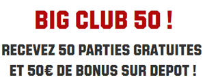 Big Club 50 d'Unibet : 50 free spins et 50 € de bonus de dépôt