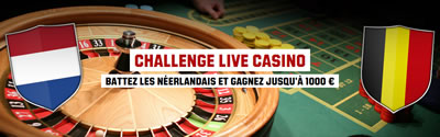 Belgique vs Pays-Bas : Challenge Live Casino  d'Unibet avec 1.000 € à gagner