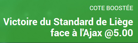 Standard de Liège x Ajax : Cote boostée à 5.0 sur Unibet.be