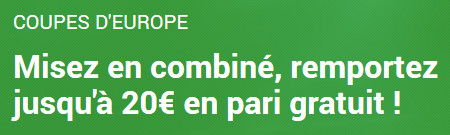 Pari multiple coupe d'Europe pour un pari gratuit de 20 €