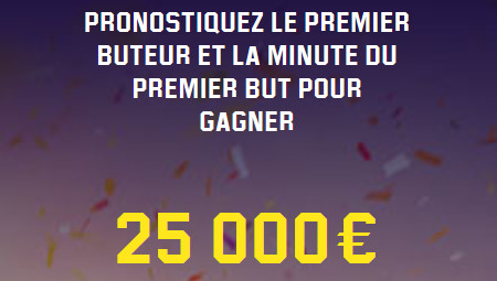 Predictor : Trouvez le premier buteur et la minute du  premier but pour 25.000 euros