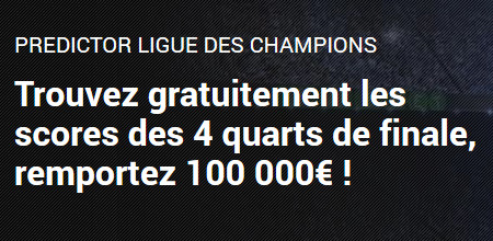 Ligue des Champions : 100.000 euros à gagner lors des quarts de finale