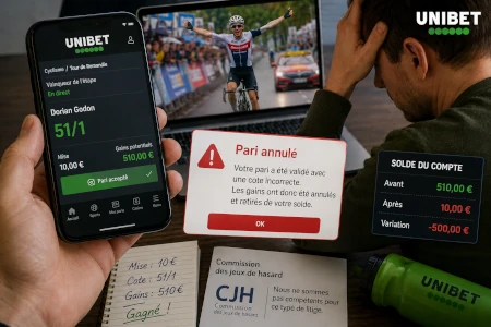 Unibet annule un gain de 500 &euro; apr&egrave;s l'arriv&eacute;e : un parieur belge d&eacute;nonce une &laquo; cote incorrecte &raquo;