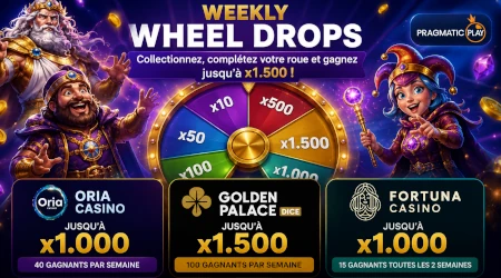 Weekly Wheel Drops : Oria, Golden Palace Dice et Fortuna Casino lancent la nouvelle roue de Pragmatic Play