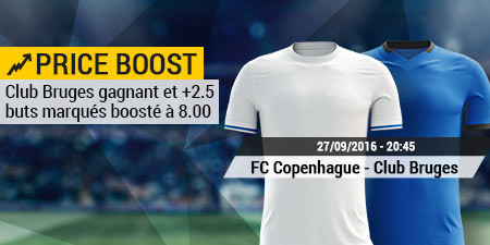 FC Copenhague x Club Bruges : Price boost sur Bwin.be